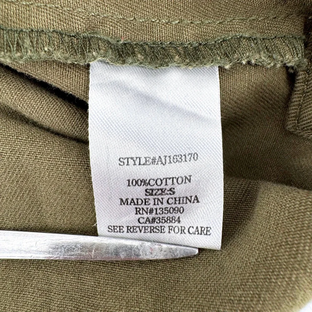 Altar'd State Utility Jacket Small Olive Military Green Serape Striped Trim Zip